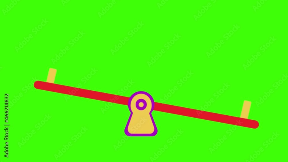 A 2D animated illustration of a teeter totter on a green screen Stock ビデオ Adobe Stock