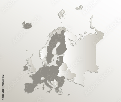 European Union map, separates Europe states, card paper 3D natural blank