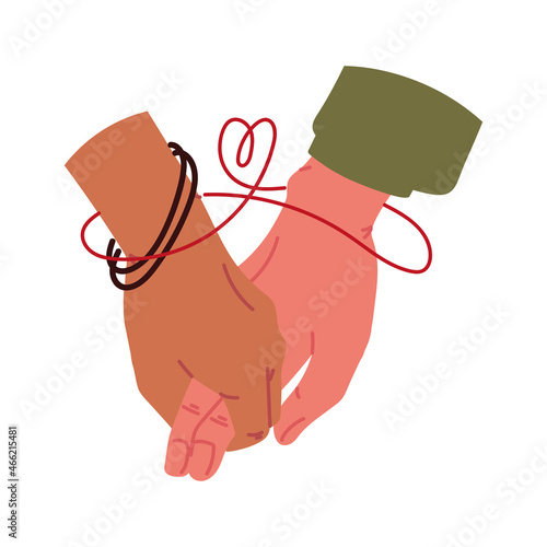 hands with red string of destiny