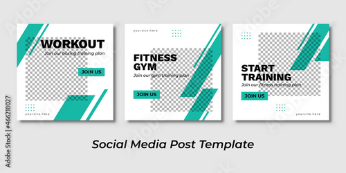 Design white square web banners for social media with place for photo, diagonal transparent color elements. Square templates for publications and advertising.