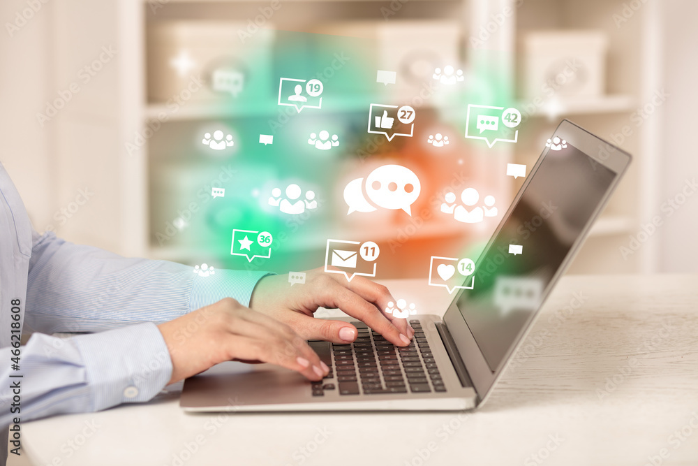 Young person surfing on social media network Young person surfing on social media network