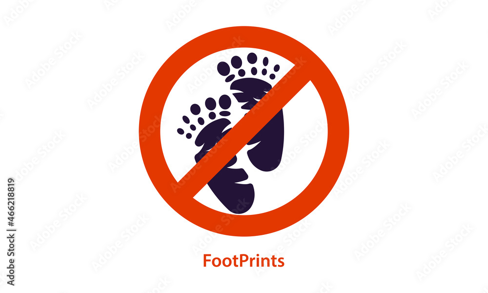 red cross, black footprints are prohibited red cross, black footprints are prohibited