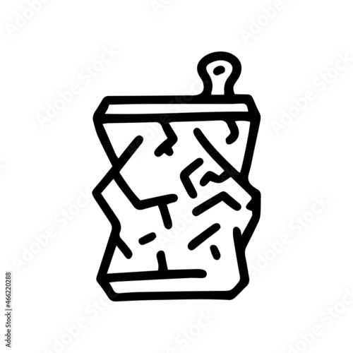 crumpled aluminum can line vector doodle simple icon