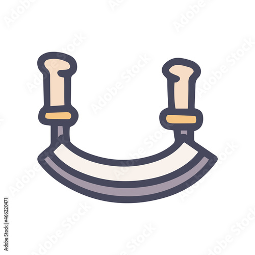 two handled knife color vector doodle simple icon