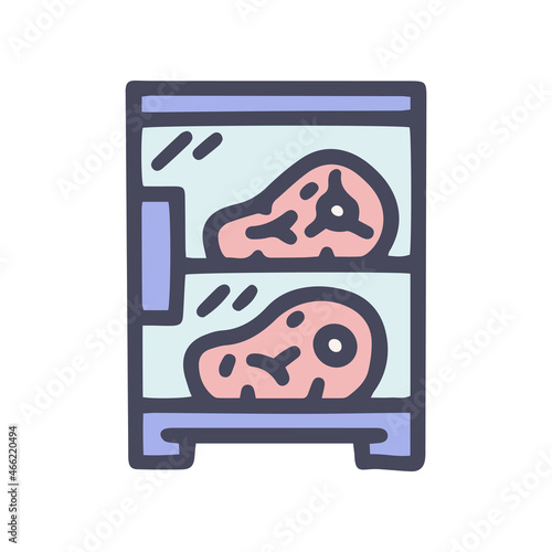 meat fridge color vector doodle simple icon