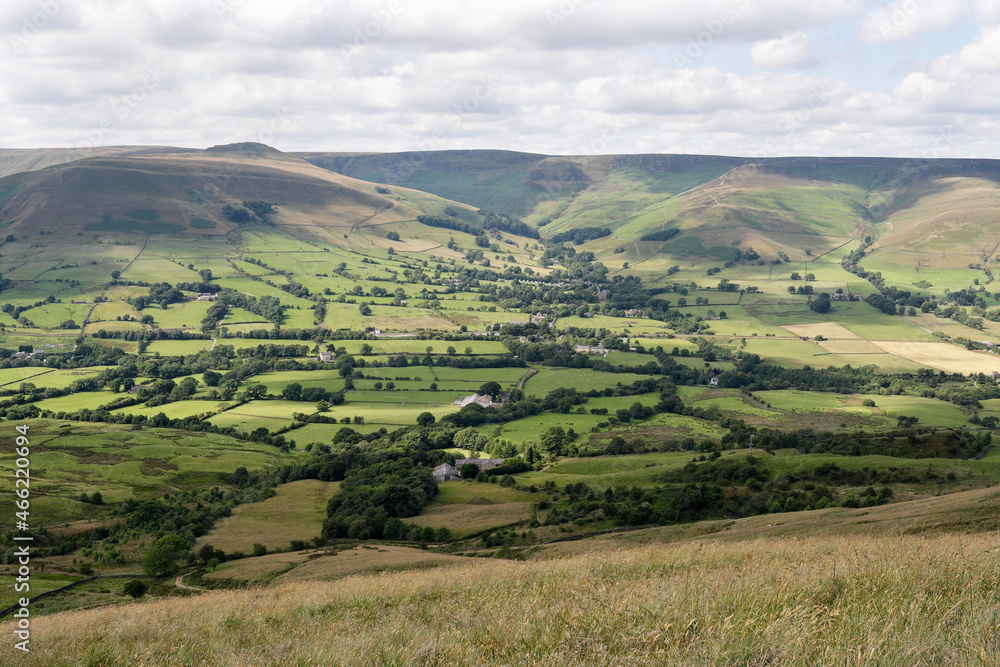 Vale of Edale in Derbyshire Scenic Landscape, Peak District National Park England, British Countryside Vale of Edale in Derbyshire Scenic Landscape, Peak District National Park England, British Countryside