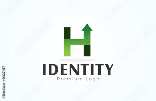 Initial H Arrow Logo, letter H with Up arrow combination, Usable for Brand, finance, trade and logistic Logos, Flat Design Logo Template, vector illustration