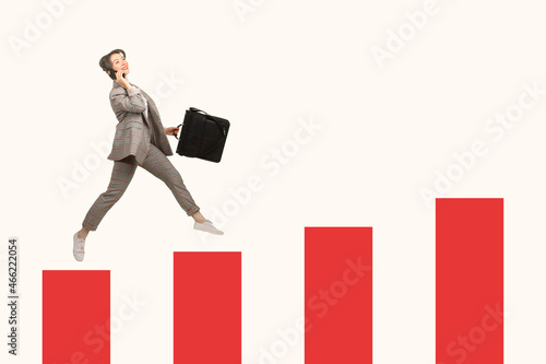 Career ladder concept. Woma...