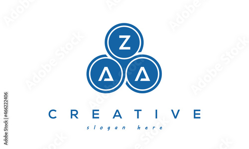 ZAA creative circle three letters logo design with blue photo