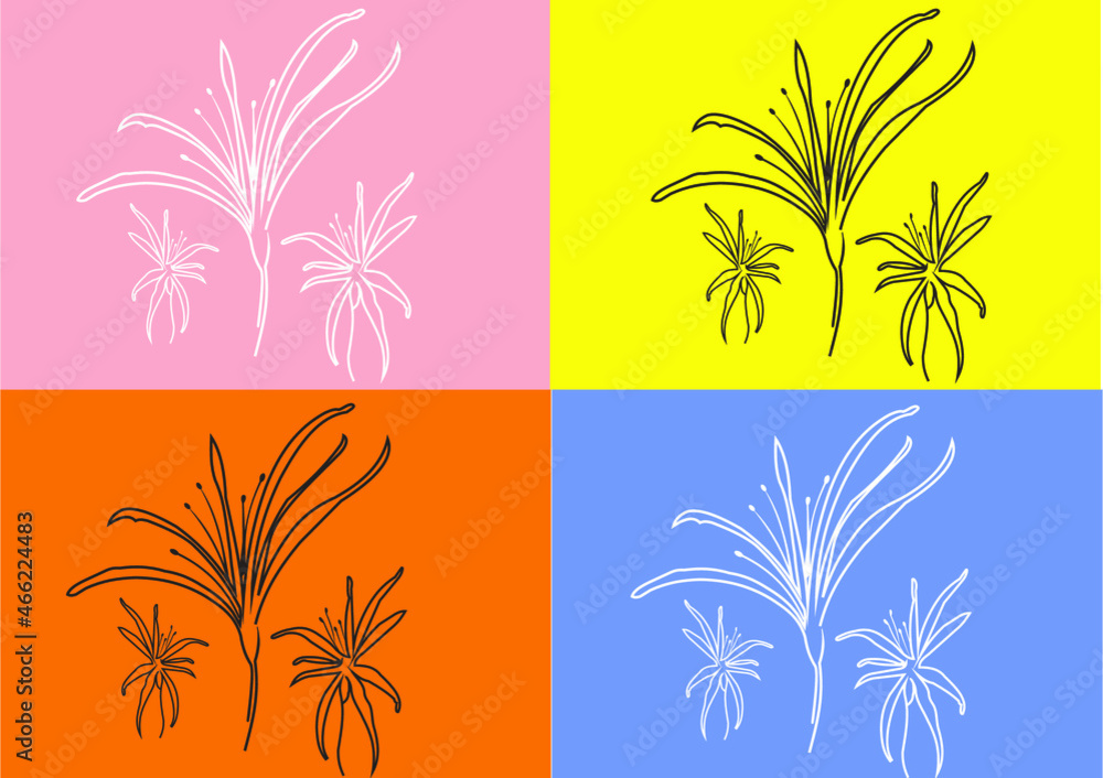 The flower vector image is a line art. Can be used for graphics and cutting plotter