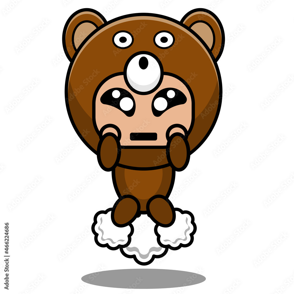vector cartoon character mascot costume animal cute bear fart flying