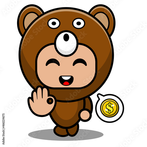 vector cartoon character cute bear animal mascot costume coin chat bubble