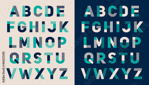 Trendy geometric uppercase alphabet design. photo