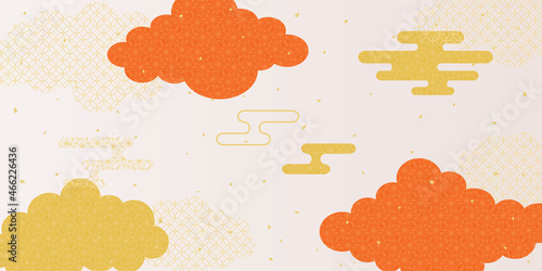 お正月の赤と白と金色の雲の背景素材