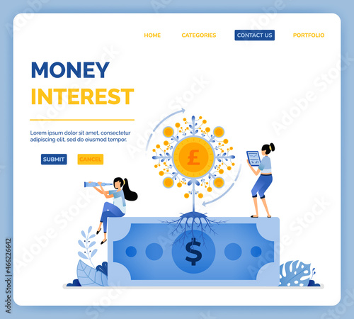 Design of interest rate investment on financial bonds secondary market and profit in foreign exchange. vector illustration can be used for landing page, web, website, mobile apps, poster, flyer, ui ux