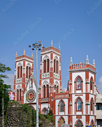 Canvas Print Basilica of the Sacred Heart of Jesus church situated on the south boulevard of Pondicherry, India, is an specimen of Gothic architecture