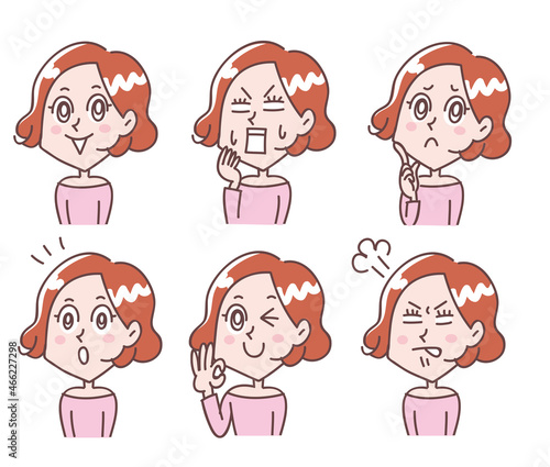 若い女性上半身表情セット