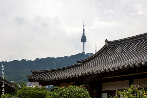 Hanok roof and Seoul Tower