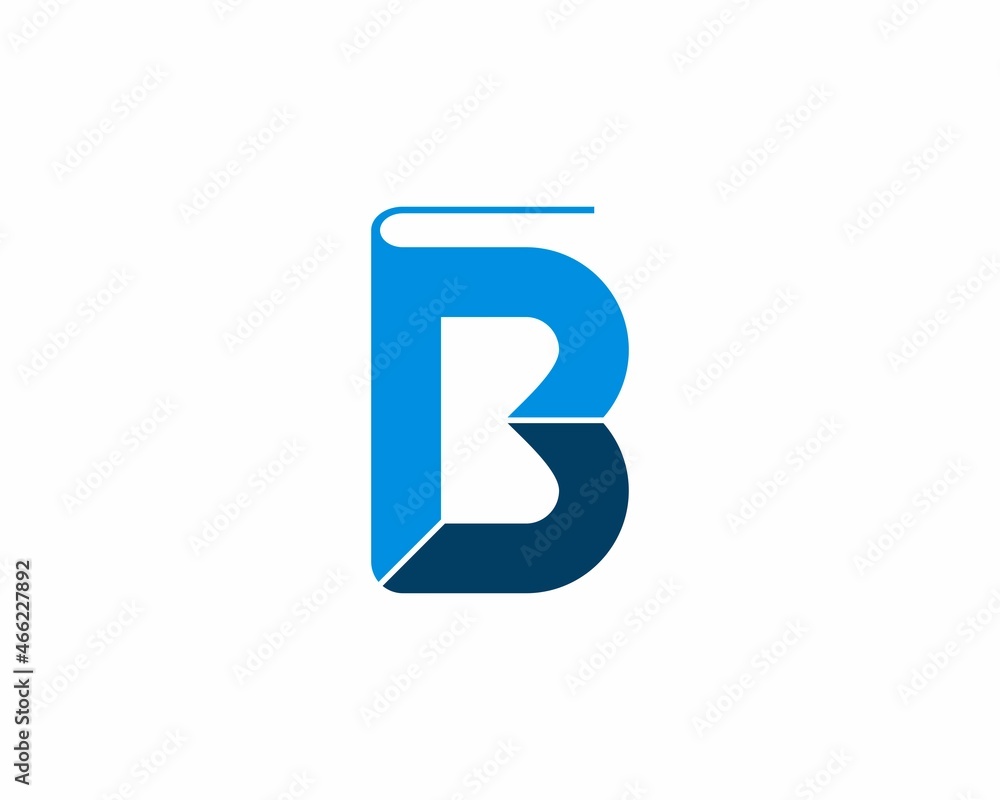 B Letter with book shape logo B Letter with book shape logo