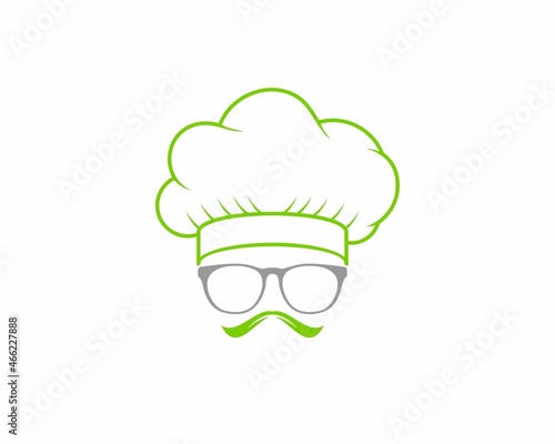 Chef with mustache from leaf logo
