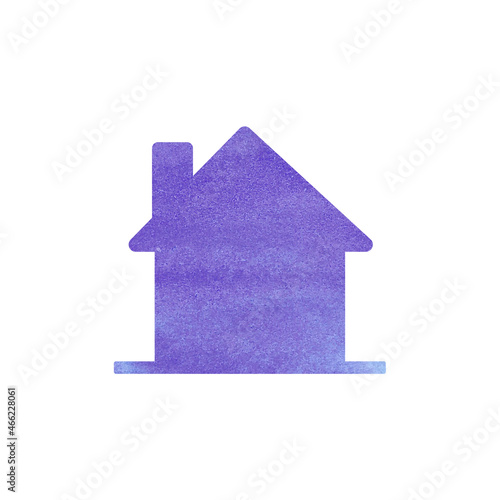 Watercolor silhouette of a lilac house. Can be used as an icon on a website or an address icon in infographics 