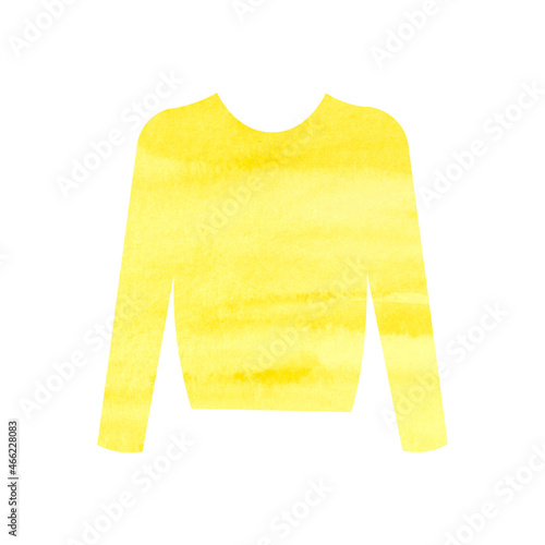 The image of the jacket is yellow. Watercolor silhouette. Suitable for decorating holiday typography, for creating patterns, as well as for children's books and manuals. Can be used as an icon 