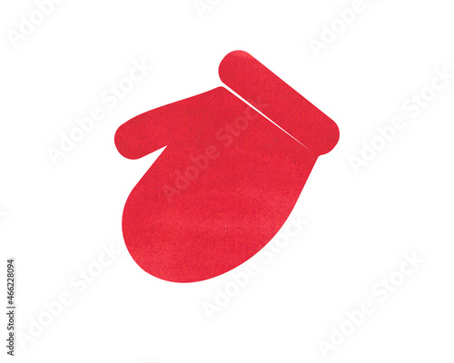 Image of a red Christmas mitten. Watercolor silhouette. Suitable for the design of Christmas typography, holiday catalogs, websites. Can be used as an icon 