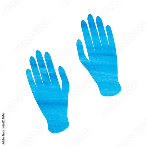 Blue gloves. Watercolor illustration of medical gloves. Suitable for use as an icon or symbol, as an element for sites and design thematic blogs, infographics 