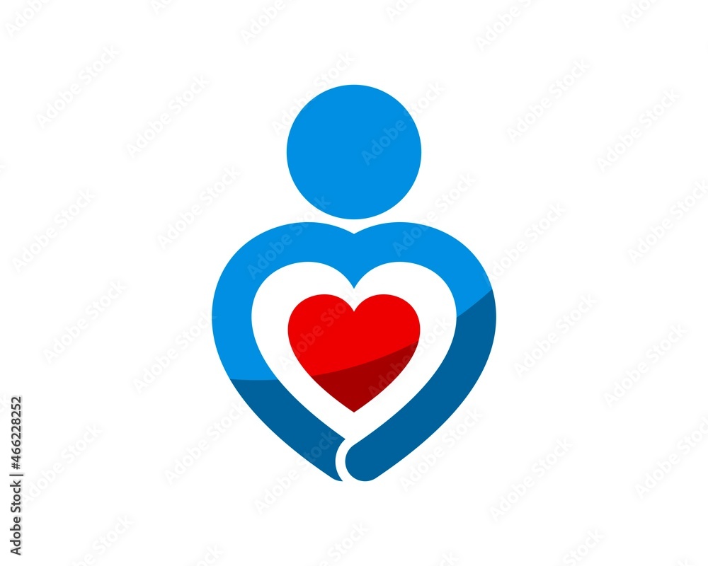 Simple human hug with love shape inside Simple human hug with love shape inside