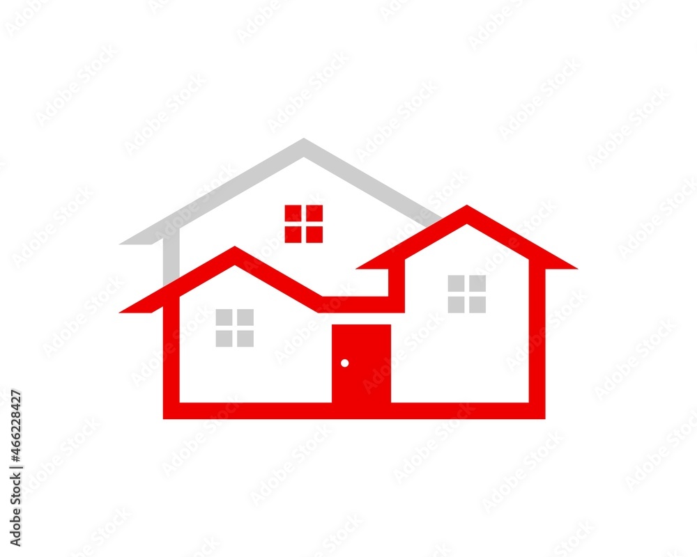 Modern real estate house in red and silver colors Modern real estate house in red and silver colors