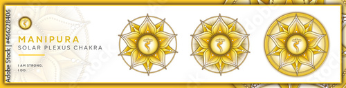 Chakra Symbols, Solar Plexus Chakra - MANIPURA - Strength, Personality, Power, D Fotobehang