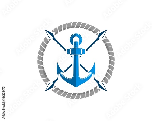 Circular rope with cross trident and anchor inside