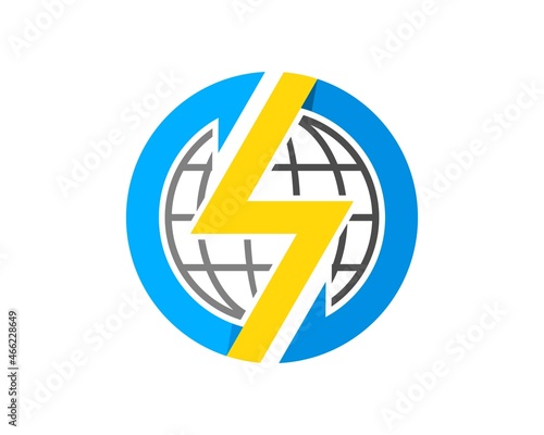 Circular upside down arrow with lightning symbol