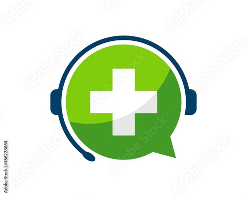 Customer care bubble chat with healthy symbol inside