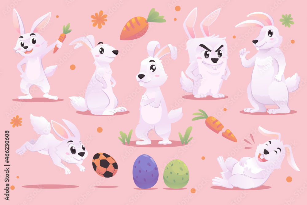 animals set rabbit bunny cute character