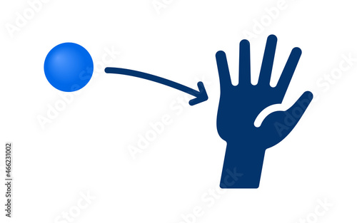 Hand catching ball icon vector isolated on white background.