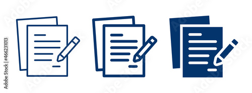 Business contract icon set. Paper with pencil icon vector illustration. photo