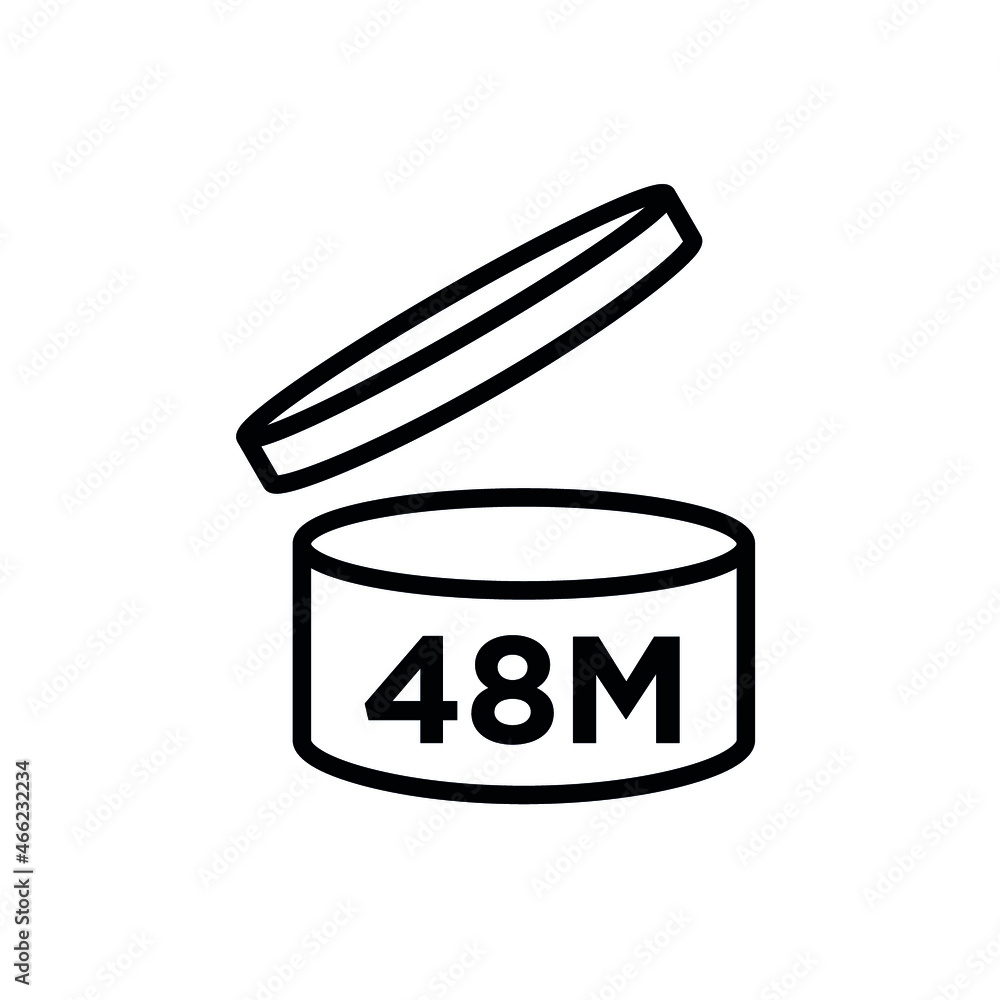 Period after opening (PAO). The expiration date (in months) icon of cosmetics and household chemicals after opening the container. Cylindrical open container in black. Isolated vector pictogram. Period after opening (PAO). The expiration date (in months) icon of cosmetics and household chemicals after opening the container. Cylindrical open container in black. Isolated vector pictogram.