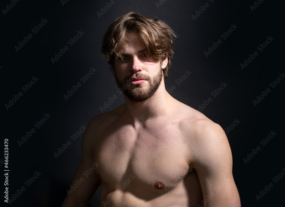 Portrait closeup of young sexy handsome man, male model, muscular hot boy, topless men. Portrait closeup of young sexy handsome man, male model, muscular hot boy, topless men.