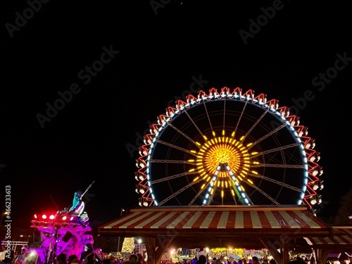 Ferris wheel at the fair ground at night.