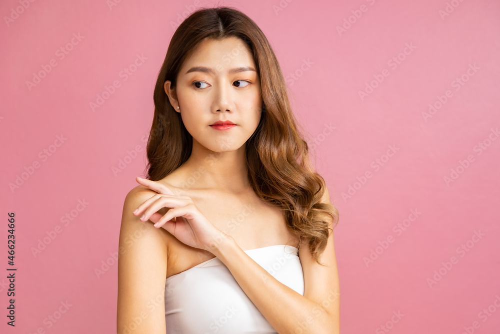 Beautiful Young Asian Woman short hair with Clean Fresh Skin. Face care, Facial treatment, Cosmetology, beauty and healthy skin and cosmetic ideas concept. Beautiful Young Asian Woman short hair with Clean Fresh Skin. Face care, Facial treatment, Cosmetology, beauty and healthy skin and cosmetic ideas concept.