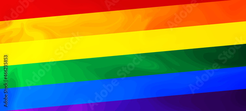 PRIDE MONTH banner on gradient rainbow background. LGBT flag. Template design, vector illustration. Love wins. Colorful symbols. Gay pride collection