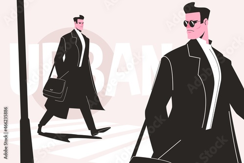 Urban man in raincoat