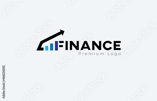 Finance Logo typography, Modern style Chart and arrow combination with finance text,  Flat Design Logo Template, vector illustration