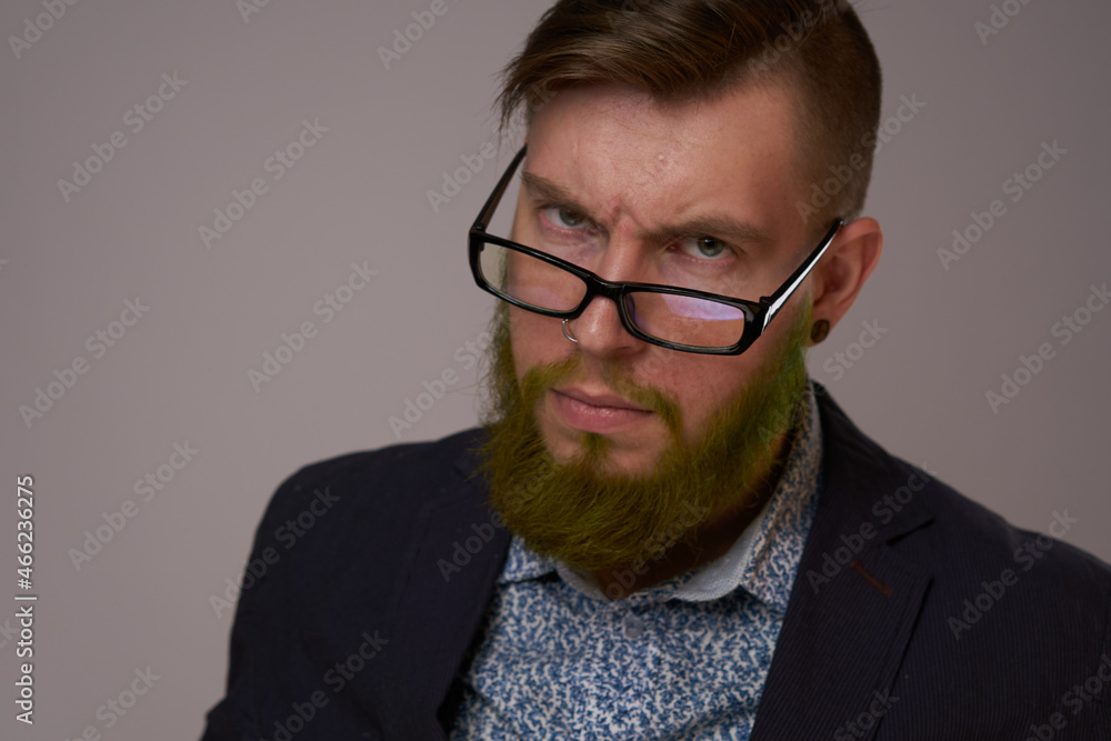 business man with glasses with tattoos on his arms office professionals