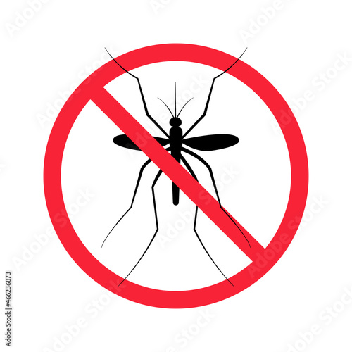 Mosquitoes no icon. Fight against mosquitoes and flying insects, stop mosquitoes. Insect control. Solid black vector icon isolated on white background