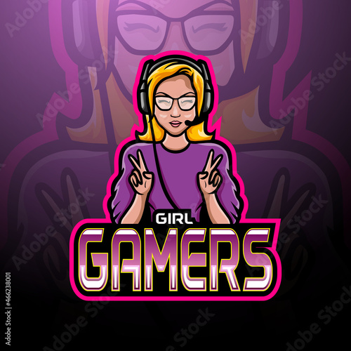 Girl gamers esport logo mascot design