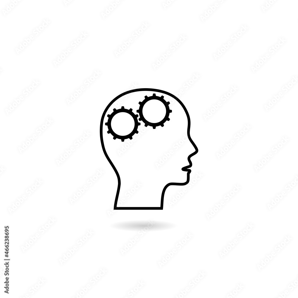 Gears in head with shadow icon Gears in head with shadow icon