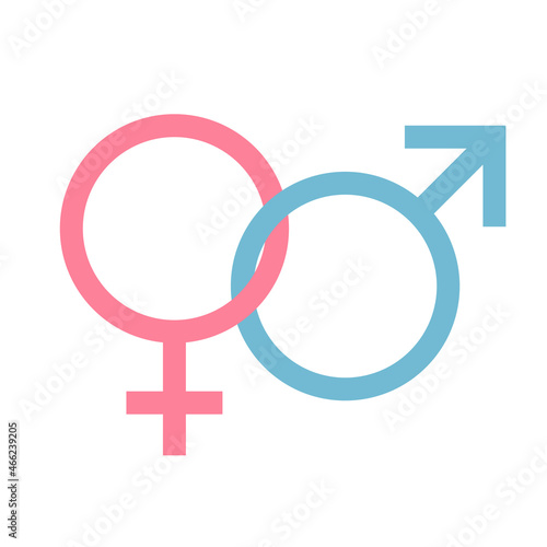 male and female signs pink venus blue Mars vector