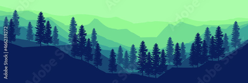 explore forest mountain flat design vector banner template good for web banner  ads banner  tourism banner  wallpaper  background template  and adventure design backdrop 